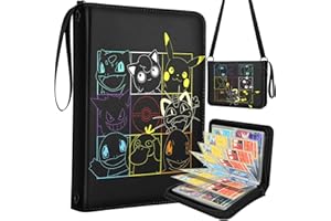 Mulafnxal 4 Pocket Card Binder 440 Double Sided Pockets - Trading Card Album Folder Collection Binder for Kids Boys Teens for Game Cards Sports Cards with Zipper Shoulder Strap,Nine Baoke