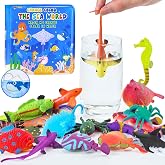 Color Changing Squishy Mold Free Bath Toys for Kids 4-8 3-5 Sea Animal Toy | No Hole Toddler Bath Toys, Color Change Sea Creatures Bathtub Water Table Toys with 2 Glow in The Dark Fish Toys &amp; Bath Book