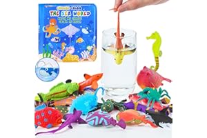 STAROUD Color Changing Mold Free Bath Toys for Toddlers & Kids - Color Change Sea Creatures Ocean Animal Toys & Glow in The Dark Toy with Bath Book (13 Pack)