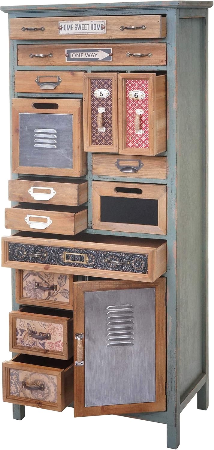 Mendler Apotheker-Schrank HWC-A43, Kommode, Tanne Holz massiv Vintage Shabby-Look 138x57x32cm