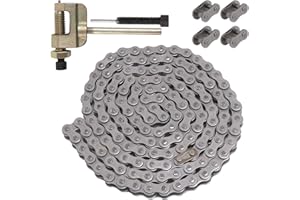 PLAXNS 35 Roller Chain 140 Link+ Chain Breaker, fit for Coleman CT200U CC100x Baja Doodle Bug Blitz Dirt Bug Racer Motor Sports Predator 212cc Go Kart Cart Motovox Go Kart Mini Bike （with Master Link）