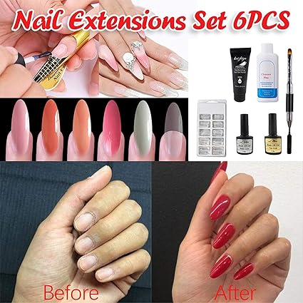 Shusuen Nail Extension Gel Kit 6pcs Diy Fiberglass Nail Extension Sets Salon Building Long Nail Kit Fiberglass Nail Kit For Nail Art Quick Extension Gel All In One Kit Nail For Extension Set White Amazon In Home