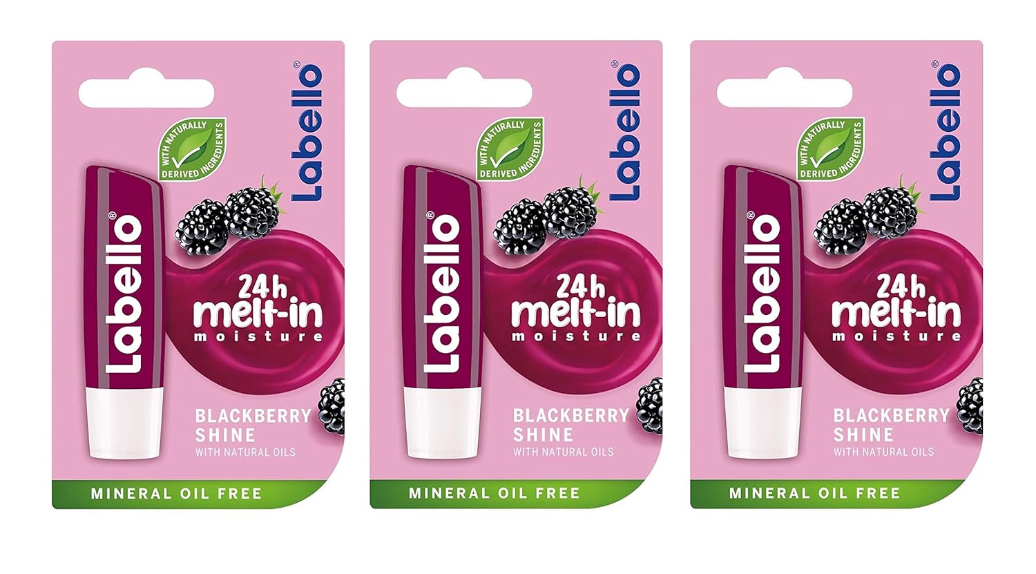 Labello Blackberry Shine Lip Balm 4.8g/5.5ml 3 Pack Beauty