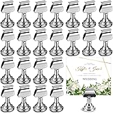 Kathfly 24 Pcs Wedding Table Number Holders Metal Silver Place Card Holder | Place Card Holder for Weddings Restaurants, Menu Picture Memo Note Display, Stable Clip Design, Reusable Bulk Set