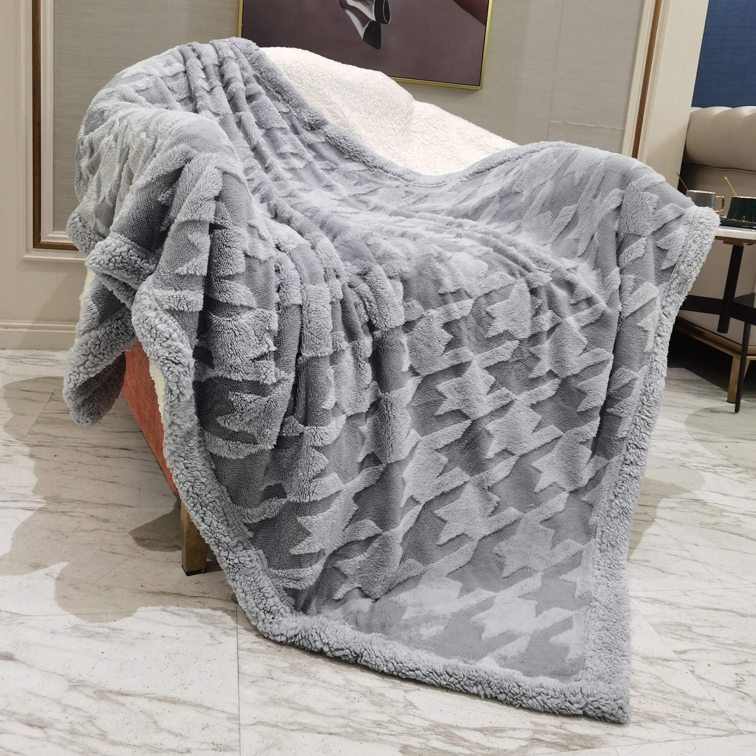 DISSA Sherpa Fleece Blanket Throw Blanket Soft Blanket Plush Fluffy Blanket Warm Cozy Dual Sided Throw Blanket Perfect Throw for All Seasons for Couch Bed Sofa (Light Grey, 51"x63"): Home & Kitchen