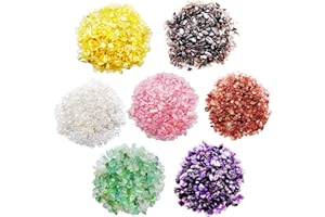 SZHTSWU 1.5lb Undrilled Assorted 5-7mm Crystal Chips Stone Mini Tumbled Chips Stone Natural Irregular Shaped Polished Rocks for Flowerpot,Vases Filler,Terrarium,Succulent Plants