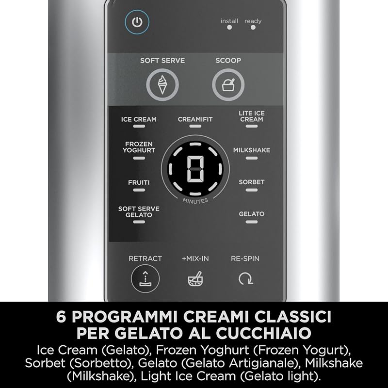 CREAMi Scoop & Swirl, Gelatiera 13 Programmi, 2 Vasetti, Argento
