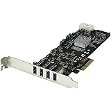 4 Port PCI Express (PCIe) SuperSpeed USB 3.0 Card Adapter w/ 4 Dedicated 5Gbps Channels - UASP - SATA / LP4 Power