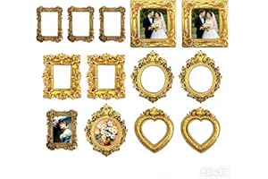 10 Pcs Vintage Mini Picture Frames Small Baroque Antique Resin Jewelry Frame Miniature Rectangle Display Table Wall Hanging F