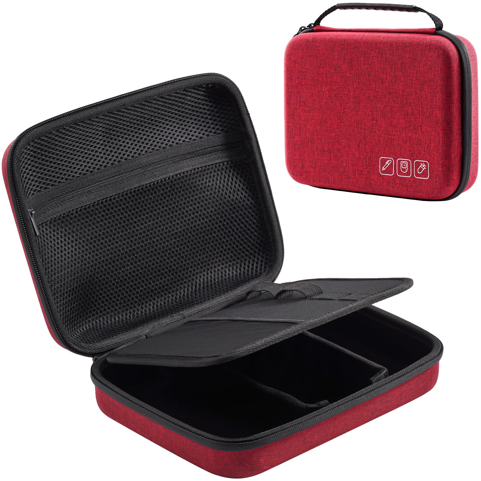 ProCase Diabetic Supplies Hard Travel Case, Diabetes Storage Bag for Glucose Meter, Insulin Pen, Blood Sugar Test Strips, Syringe, Needles and More Kits, Diabetic Care Kits Organizer Holder -Wine