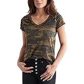 Lucky Brand Women's Camo Burnout Tee Shirt