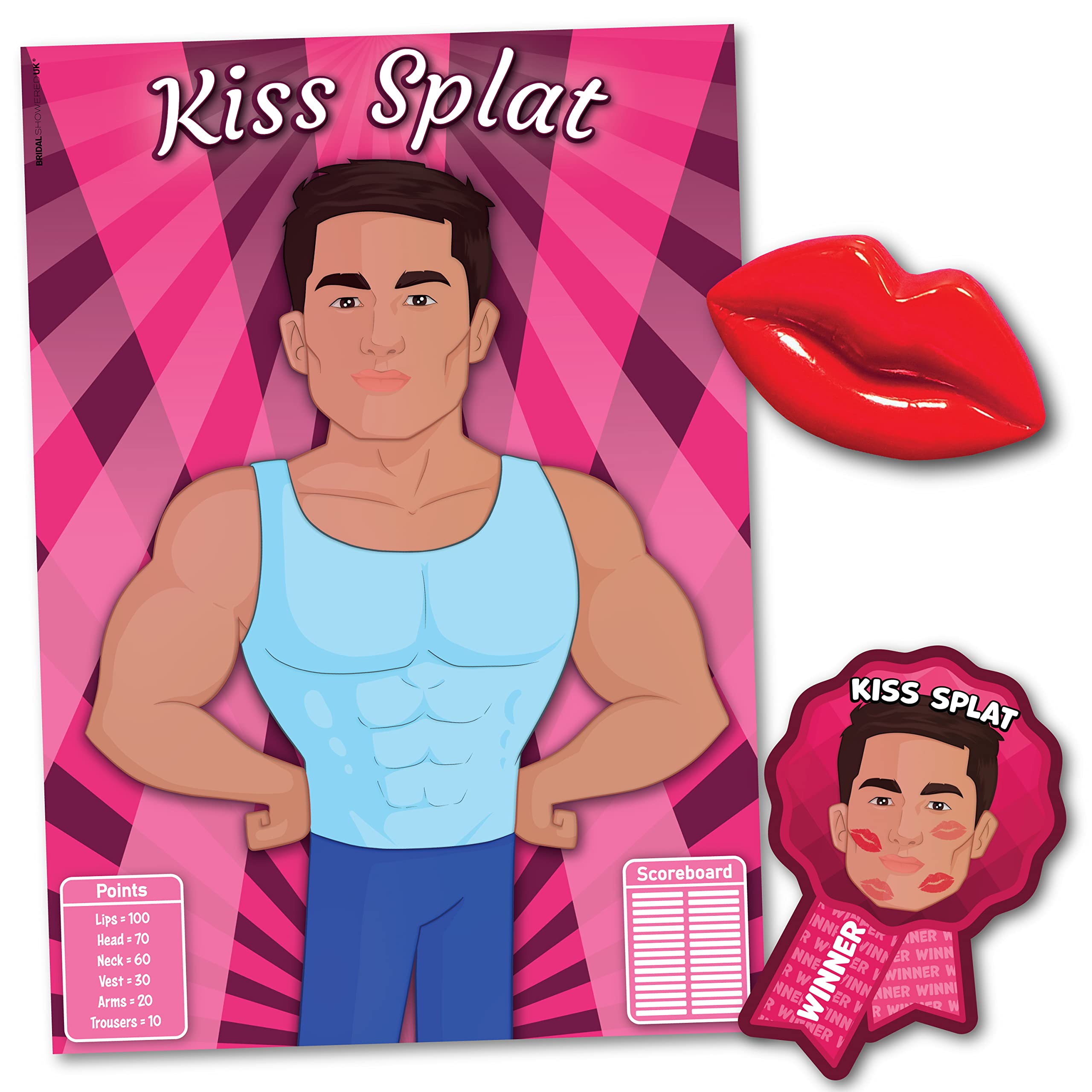 Hen Night Party Games – KISS SPLAT – Unlimited Players | Winner Rosette | XL Poster | Sticky Splat included for ideal Hen Party Game/Classy Hen Party | bridal shower games | hen do accessories