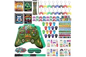 Spakon 113 Pcs Video Game Piñata Video Game Birthday Party Supplies Piñata Set 16 Mini Notebook 16 Pencil 16 Keychain 16 Silicone Bracelet 16 Mini Rings 16 Sticker 16 Stamp Party Supplies Gifts