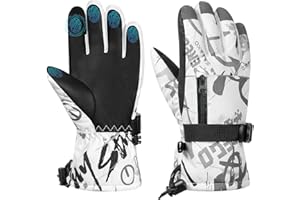MoKo Kids Winter Ski Gloves, Waterproof Snow Gloves with Adjustable Cuffs & Zipper Pocket, Thermal Windproof Kids Snow Gloves
