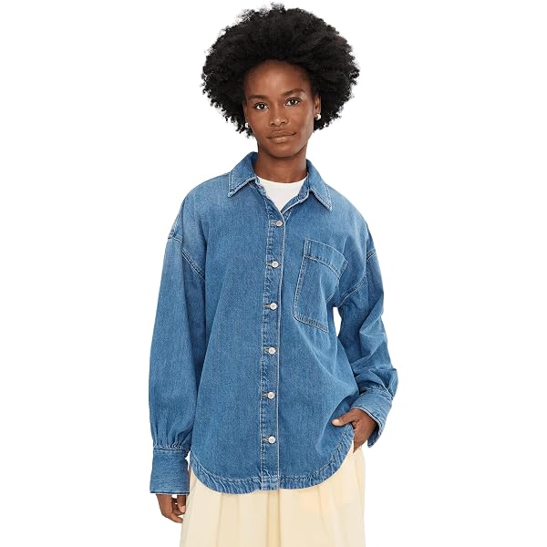 ASKK NY Women's Oversized Denim Shirt, Palm Canyon, S at Amazon