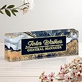 Personalized Name Plate for Desk, Custom Acrylic Desk Name Sign, Office Appreciation Gifts for Women Men Coworkers Boss Teacher Employee (Navy Coast)