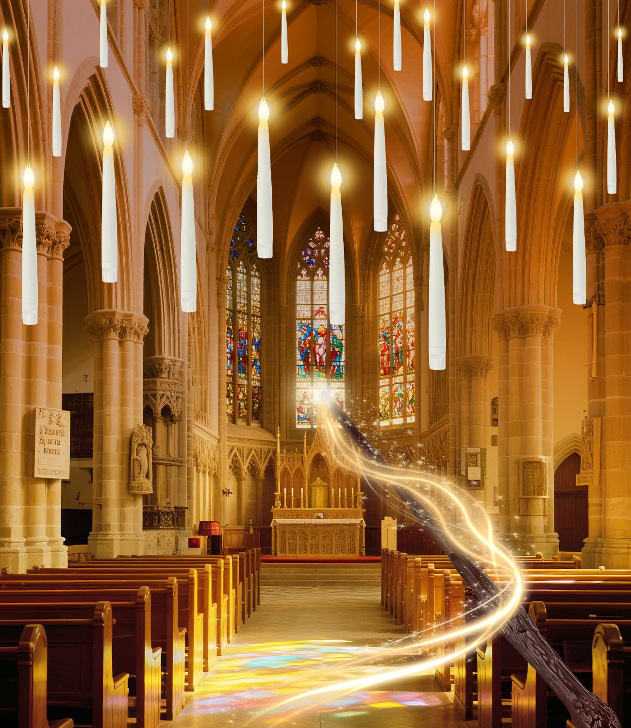 Photo 1 of Christmas Decorations - 32pcs Floating Candles with Wand Magic Hanging Candles, Flameless Warm Light Flickering Battery Operated Candles, Floating LED Candle for Halloween Christmas Theme Party