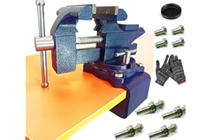 MYTEC 2-In-1 Work Bench Vise, Upgraded Multi-Purpose Table Vice, Universal Rotate 270°Work Clamp-On Vise, 4.5" blue