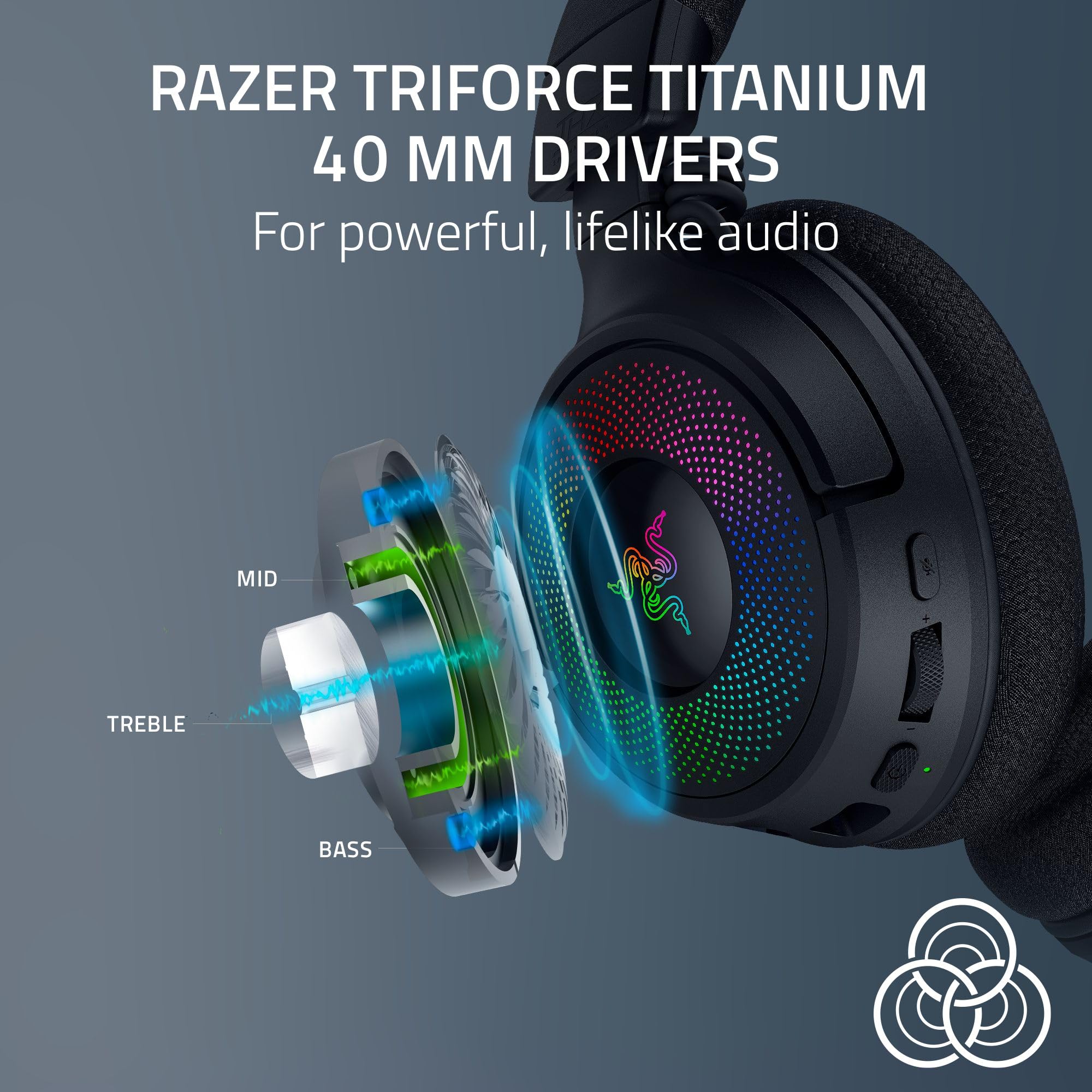 Razer Kraken V4 Wireless Gaming Headset: 2.4GHz, Bluetooth, USB - Super Wideband Mic - 40 mm Drivers - 9 Zone RGB Lighting - for PC, Mac, PS5, Nintendo Switch 2, Steam Deck, Smartphone - Black