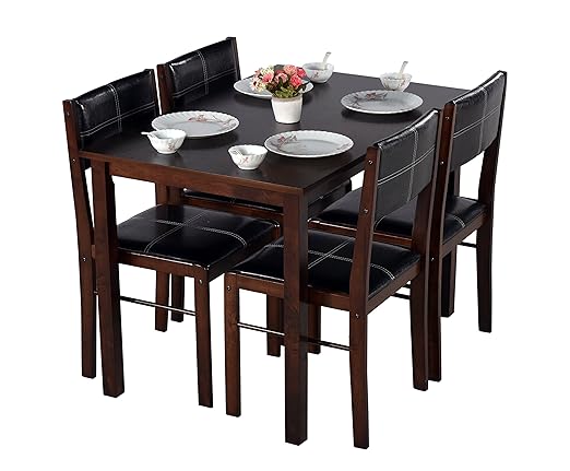 DeckUp Ceylon Rubberwood 4 Seater Dining Table Set (Wenge)