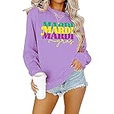 BINLANHANAT Mardi Gras Sweatshirt Women Fat Tuesday Shirts Mardi Gras Carnival Shirt Celebration Pullover Top