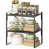 2 Pack Kitchen Countertop Organizer, Stackable Cabinet Shelf Organizer, 2 Tier Adjustable Kitchen Counter Shelves Riser For Pantry Cupboard Bathroom Organization And Storage, Desk Shelf,Spice Rack