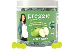THREE LOLLIES Preggie Pop Drops Pregnancy Nausea Relief Morning Sickness Candy with Essential Oils for Pregnant Women – Green Apple, 100 Count