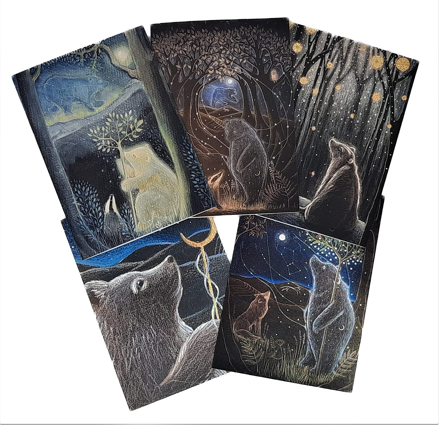 The Bear's Dream Card Pack by Hannah Willow. 5 A6 Cards Celebrating The Bear in Myth and Legend