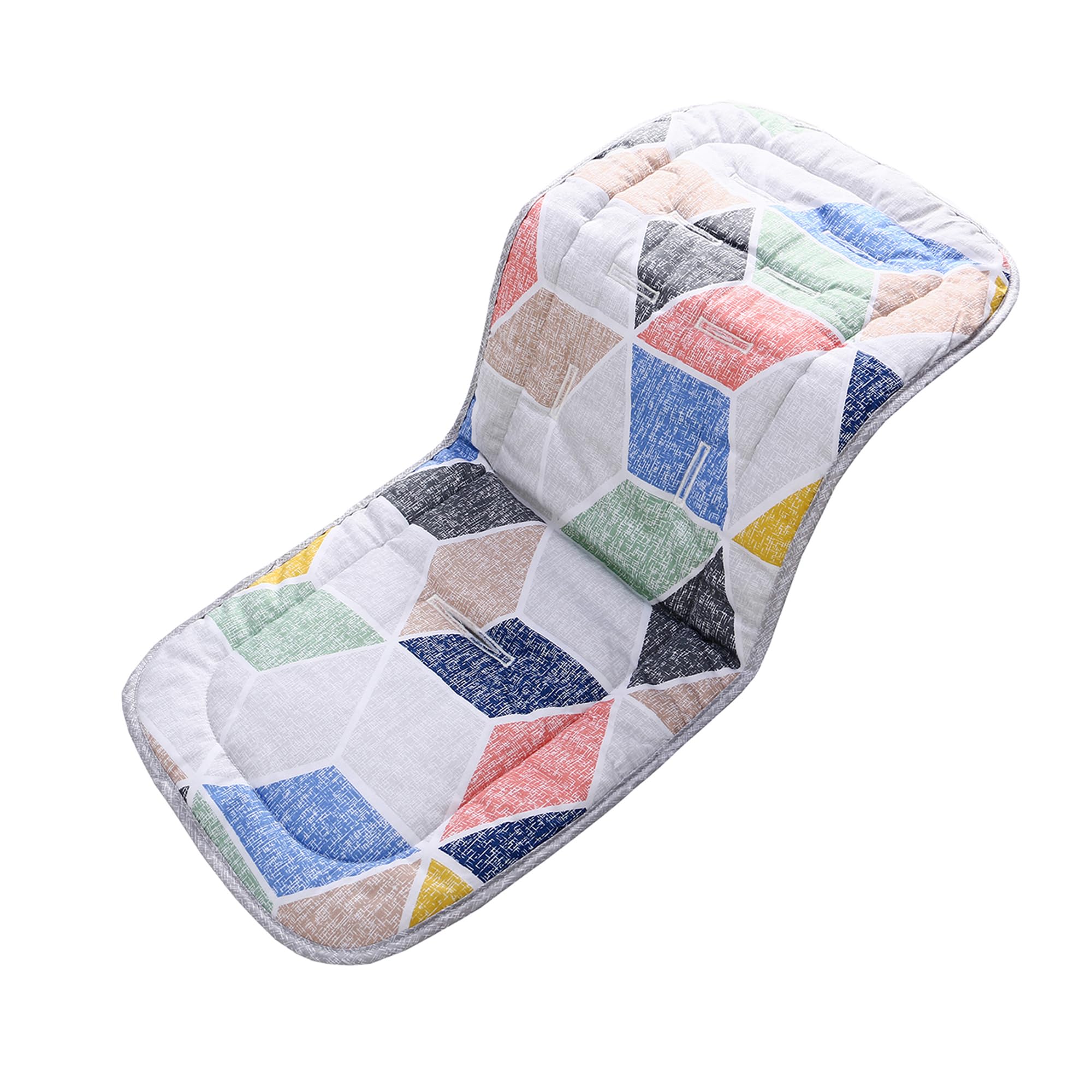 Baby Stroller Liner 38x 70 cm Pushchair Pad 3D Air Mesh Cotton Breathable Baby Cushion Pad for Universal Baby Stroller, Buggy, Pram, Pushchair and Car Seat(Pink Polygon + Gray)