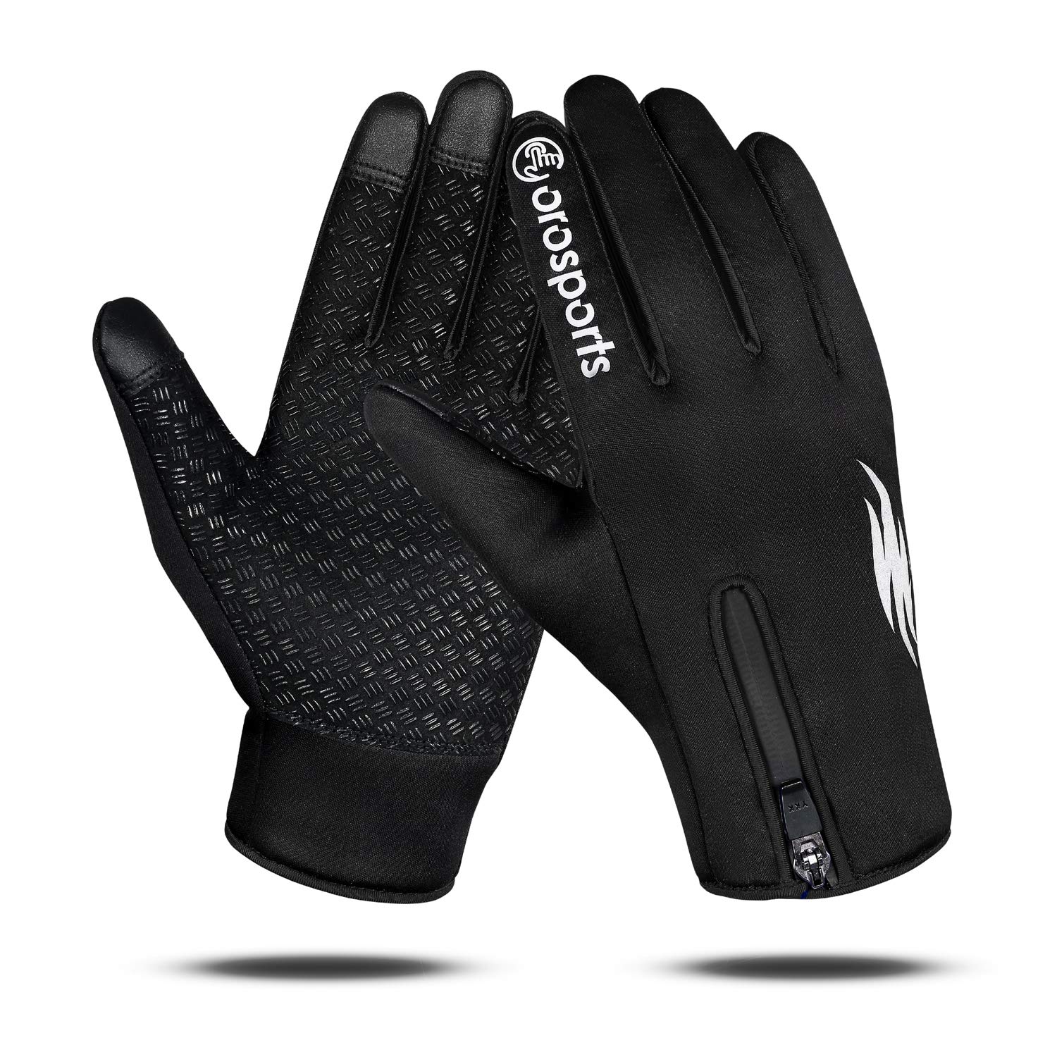 Oro Sports Cycling Gloves Outdoor Warm Windproof Thermal Gloves Running Hunting Climbing Hiking Touch screen Gloves for Gardening, Riding, Driving, Fishing and Bike Gloves (Black, X-Large)