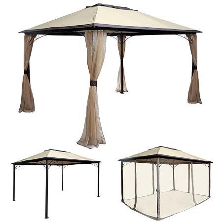 Mendler Pergola HWC-C44, Garten Pavillon, stabiles 7cm Alu-Gestell mit Moskitonetz, 4x3m