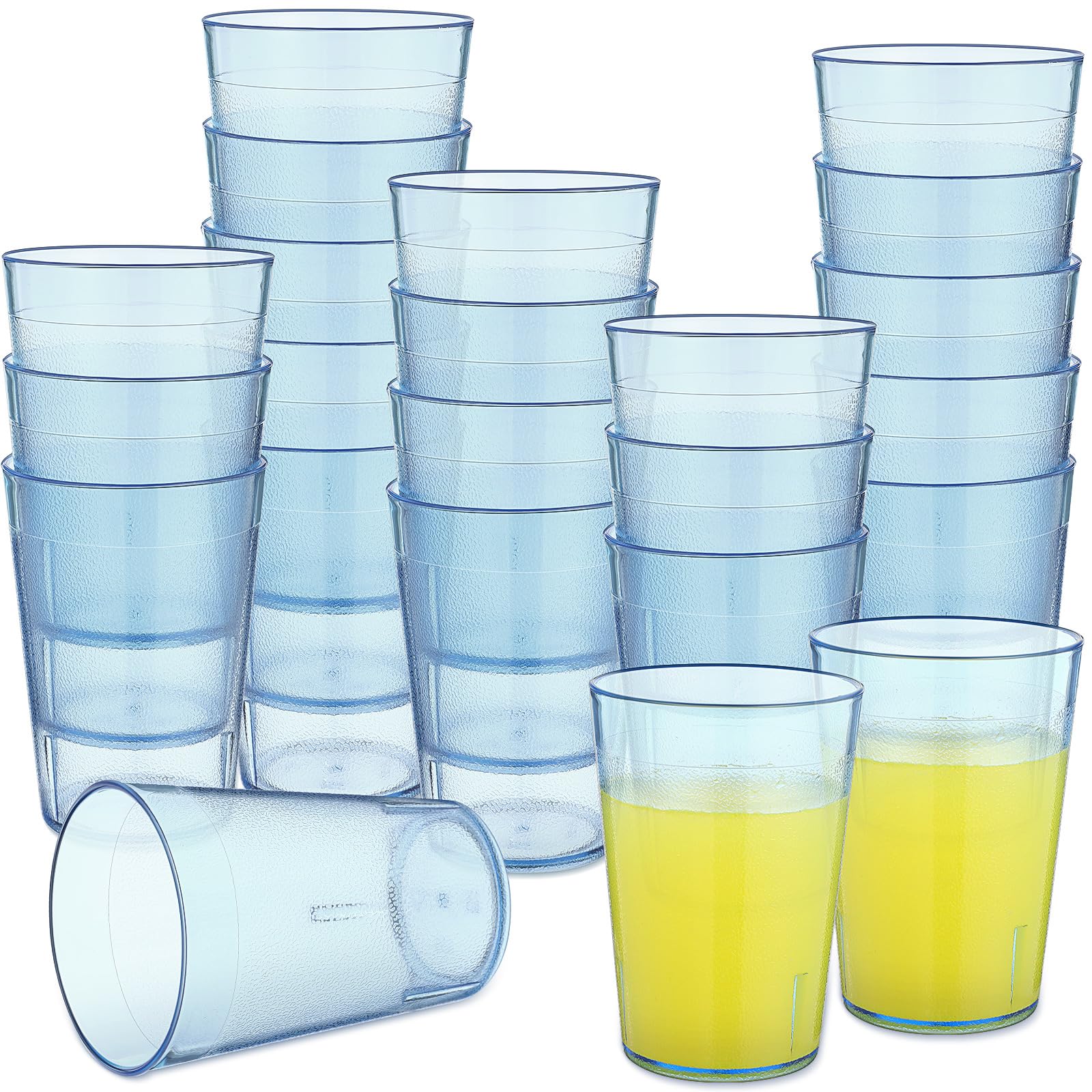 Photo 1 of Hoolerry 48 Pcs Plastic Drinking Glasses Set 5 oz Clear Plastic Tumblers Stackable Frosted Cup Reusable Drinking Glasses Cups Bulk for Weddings Party Restaurant Kitchen (Light Blue)