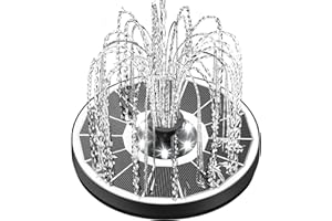 Yzert 3.5W Solar Water Fountain with 2200mah Battery & Lights Glass, Small Bird Bath Fountains with 7 Nozzles & 4 Fixed, Floating Solar Fountain for Bird Bath for Garden,BirdBath, Patio,Outdoor-White