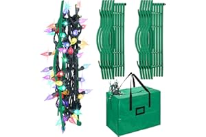 RUODON 12 Pack Christmas Lights Storage Holders with Storage Bag Hanging Rope Cord String Winder Organizer Holiday Lights Storage Hold Up to 164 Feet for Tree Lights, Electric Cords, Garlands (Green)