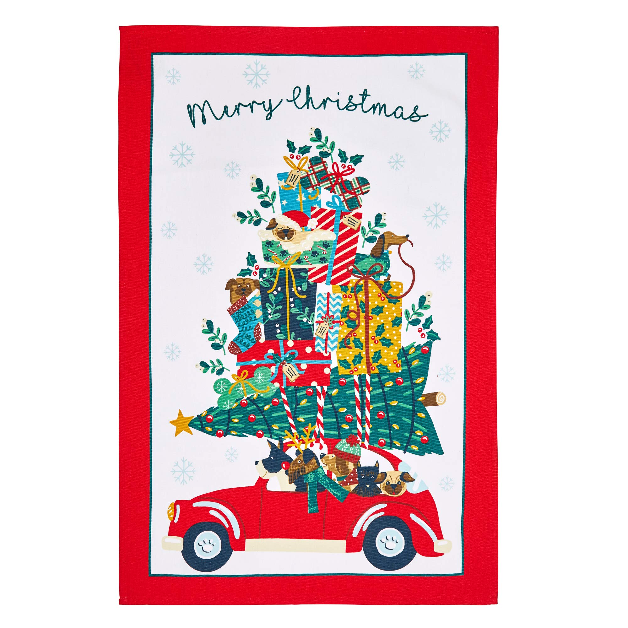 Ulster Weavers Hound Dog Christmas Cotton Tea Towel, Multicolor