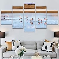 SIGNWIN 5 Panel Canvas Wall Art Modern Art Birds Bohemian Expressive Group Multicolor Photography for Home Decorations Ready to Hang - 60