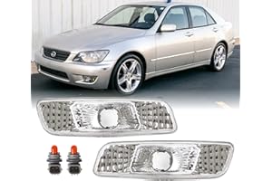 USR UNIQUE STYLE RACING DEPO Clear Lens Front Bumper Side Marker Light with Amber Bulbs Compatible with 2000-2005 Lexus IS200 / IS300 and 1998-2005 Lexus GS300 / GS400 / GS430