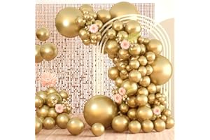 Freechase Gold Metallic Balloons - Gold Party Balloons 130 Different Sizes 5/10/12/18 Inch, Gold Balloon Garland Kit for Birthdays, Graduation, Baby Shower, Wedding, and Bachelorette Party Balloons