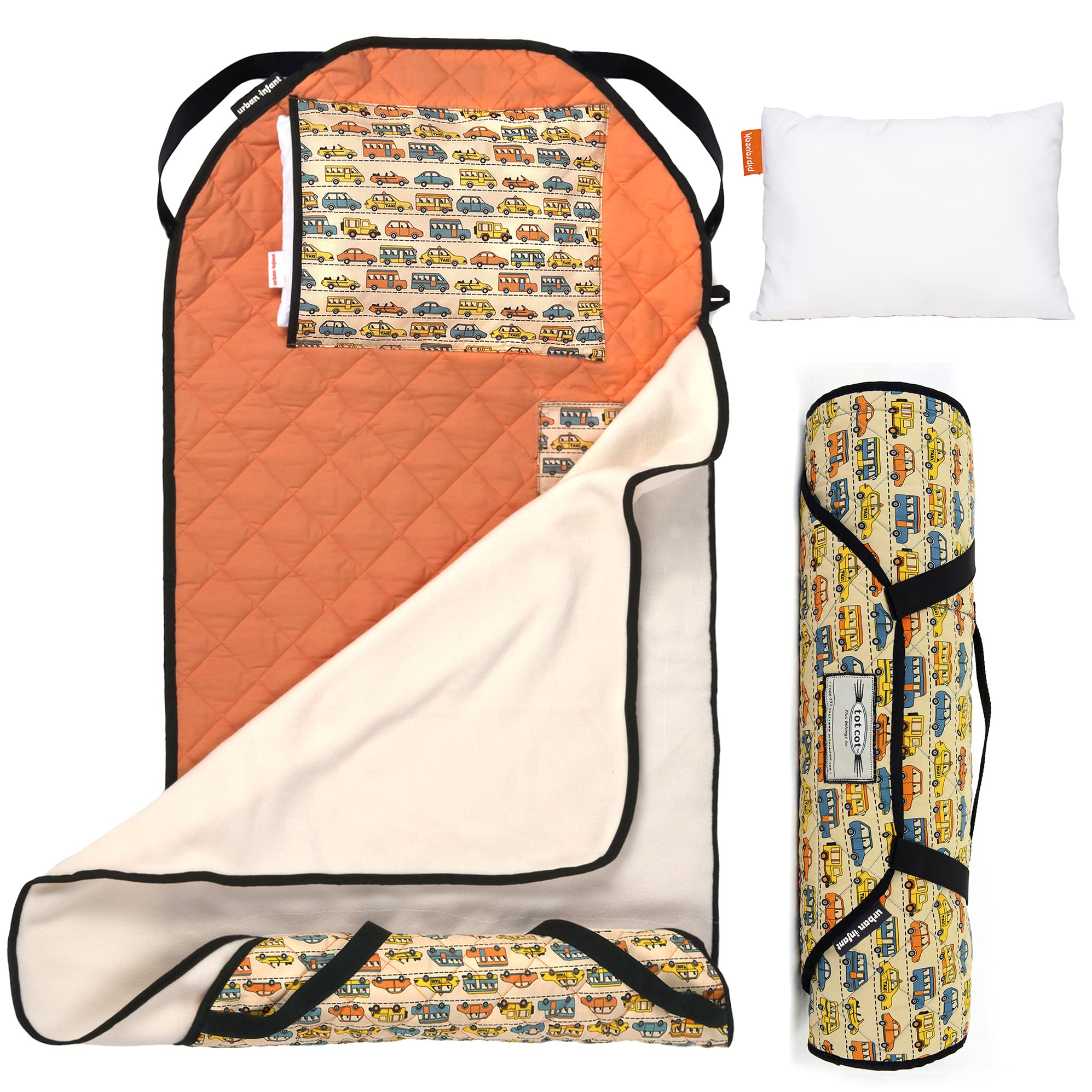 Photo 1 of Urban Infant Tot Cot Kids Nap Mat - Toddler Preschool Daycare Bedding Cover with Blanket and Pillow - Traffic