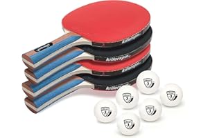 Killerspin - Jet Set of 4 Table Tennis Paddle - 4 Ping Pong Paddles and 6 Ping Pong Balls - Perfect Table Tennis Paddle for Beginner to Advanced Players