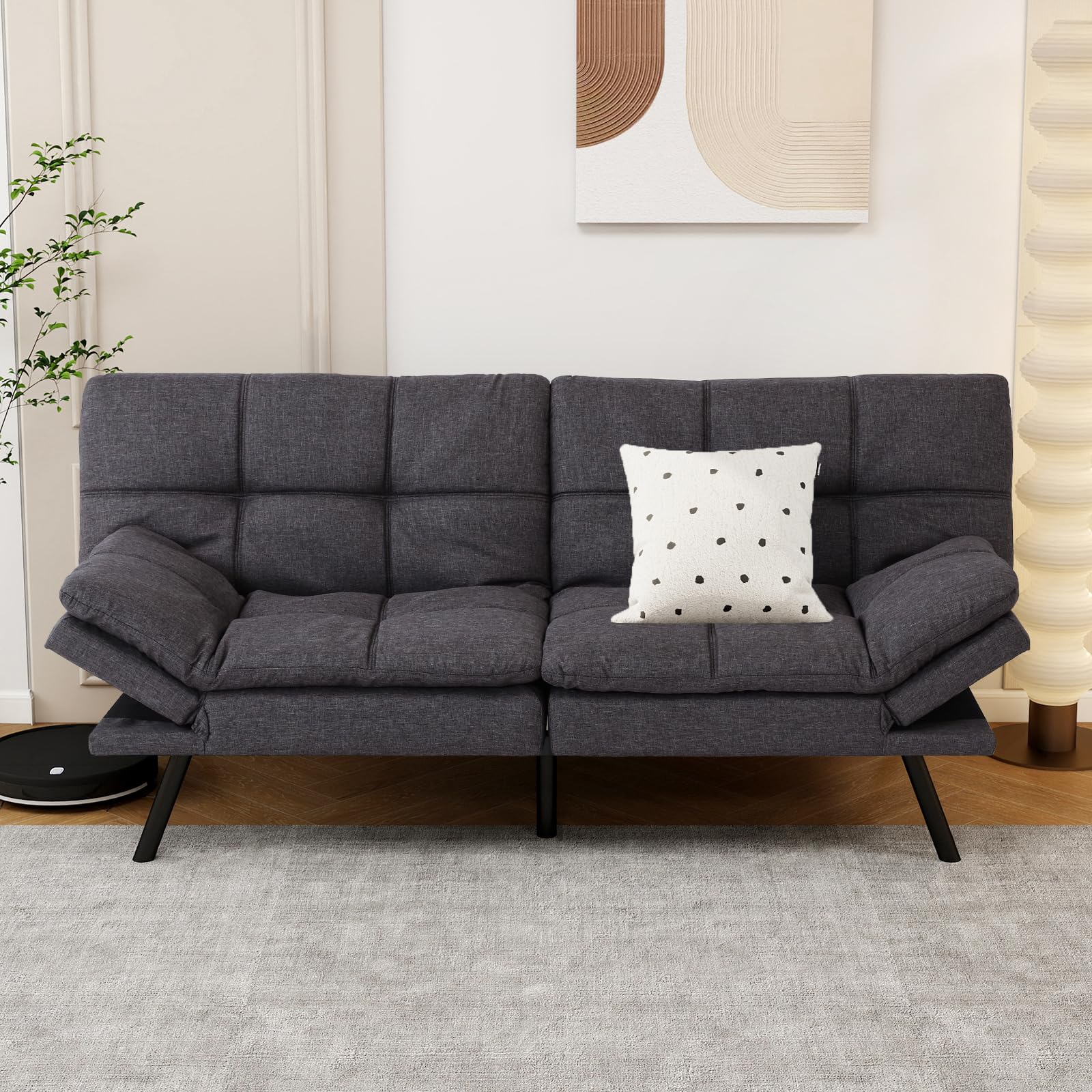 MUUEGM Convertible Memory Foam Sofa Bed,71" Futons Couch Bed with ...