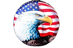 JAYKE JOY Spare Tire Cover, Wheel Cover with American Flag Eagle Waterproof Dust-Proof for Jeep, Trailer, RV, SUV and Camper Van (15 Inch)