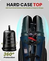 OutdoorMaster Golf Travel Bag with Wheels Hard Case Blue Upgrade Version 54" view 2