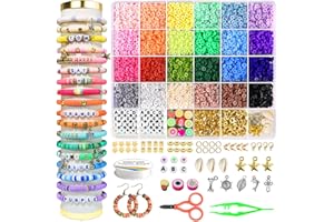 Redtwo Clay Beads for Bracelets Making Kit, 4200 Friendship Bracelet Heishi Beads Preppy Flat Beads, DIY Arts and Crafts Birthday Gifts Toys for Kids Age 6-13