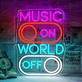 Horseneon Music World Neon Sign LED Neon Lights for Wall Decor Neon Sign Light up Sign for Music Studio, Bar, Club, Party, or Home decor gift for sing lovers