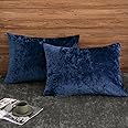PHF Truly Velvet Pillowcases King Size, No Insert, 2 Pack Ultra Soft Breathable Pillow Shams Covers with Envelope Closure, 20" X 36" Luxury Cozy Warm Fuzzy Flannel, Navy Blue