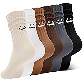 scenicamp 6 Pairs Cute Slouch Socks for Women Kawaii Cotton Scrunch Crew Socks Cozy Slouchy Sock