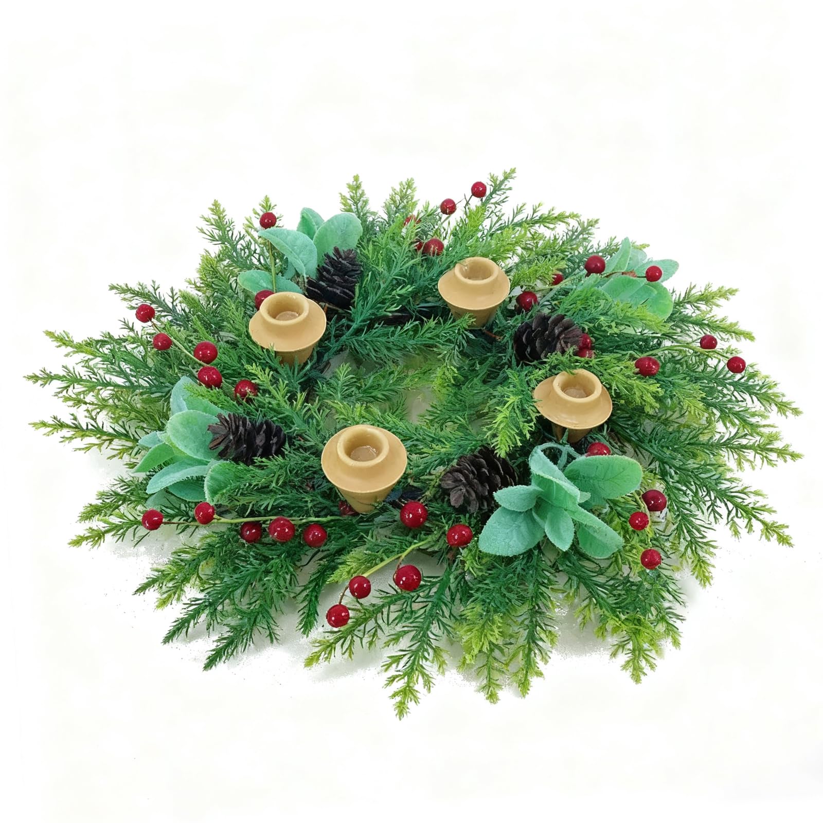 Photo 1 of Trfdhm Christmas Candle Holder Wreath, 20 inch Advent Centerpiece Decor, Candle Wreath Decorations for Table Indoor Home & Church ?