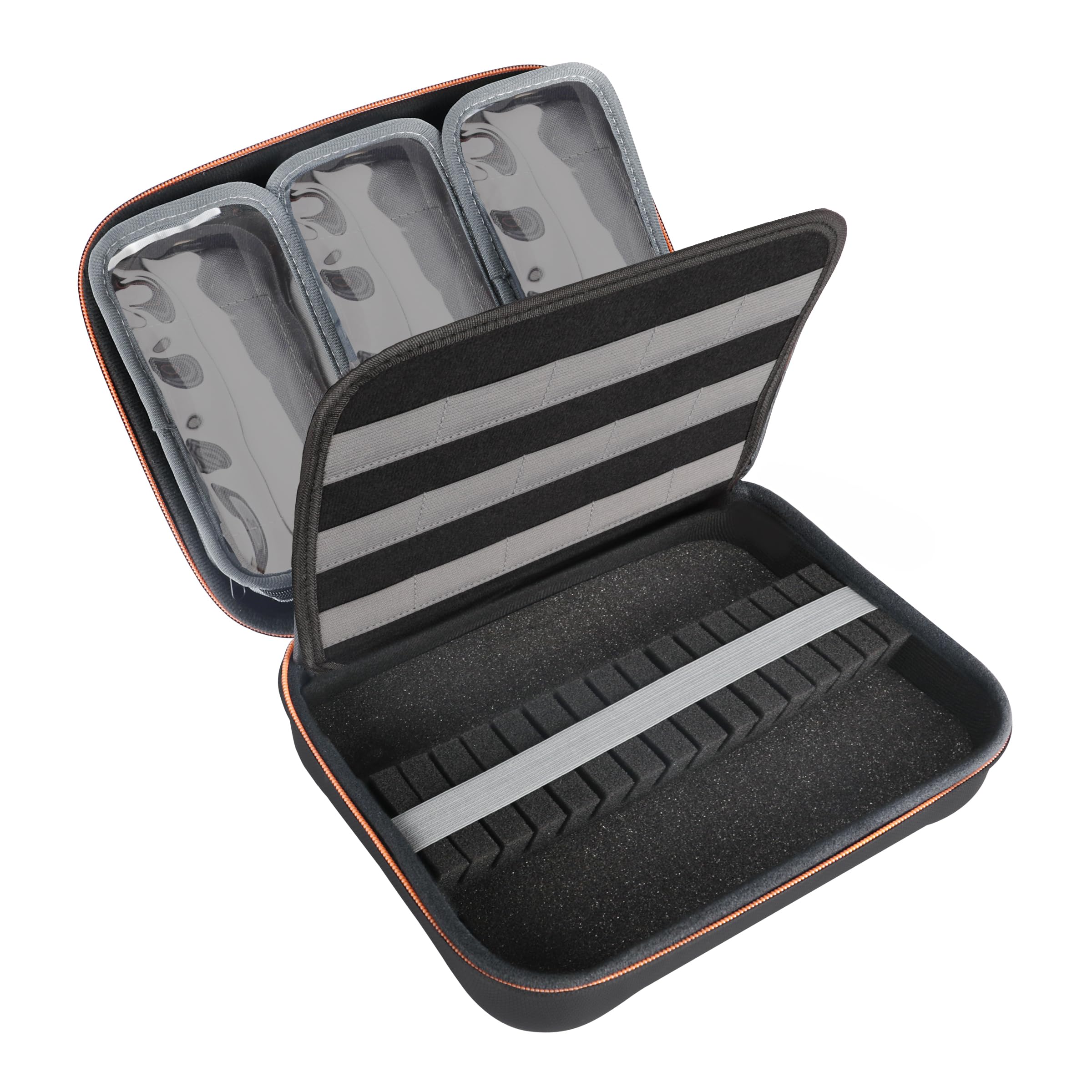 USA Gear XL Semi Hard Shell Dart Case - Storage Protective Case for 15 Piece Dart Set, Tips, Flights and Shafts, and More Accessories - Locking Foam Design for Soft and Steel Tips - Black