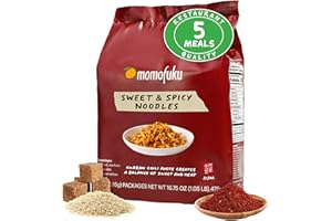 Momofuku Sweet & Spicy Ramen Noodles by David Chang, 5 Count (Pack of 1) Air-Dried Vegan Instant Noodles with Sauce
